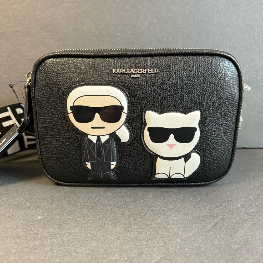 Karl Lagerfeld Paris Marcelle Camera Bag Crossbody Black Purse Choupette Cat NWT - Picture 2 of 12